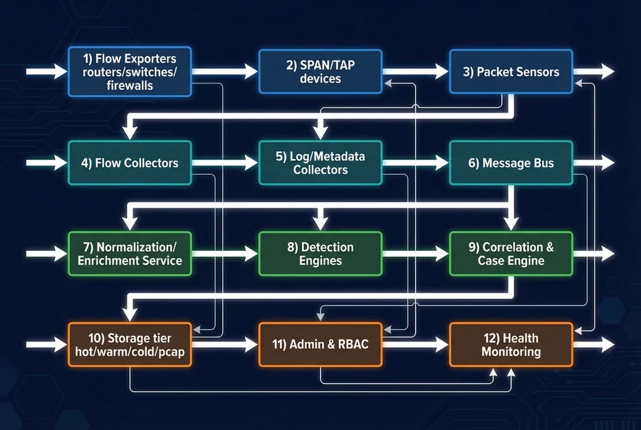 System Components List with Input/Output Arrows
